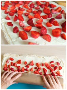 strawberry meringue roulade step by step